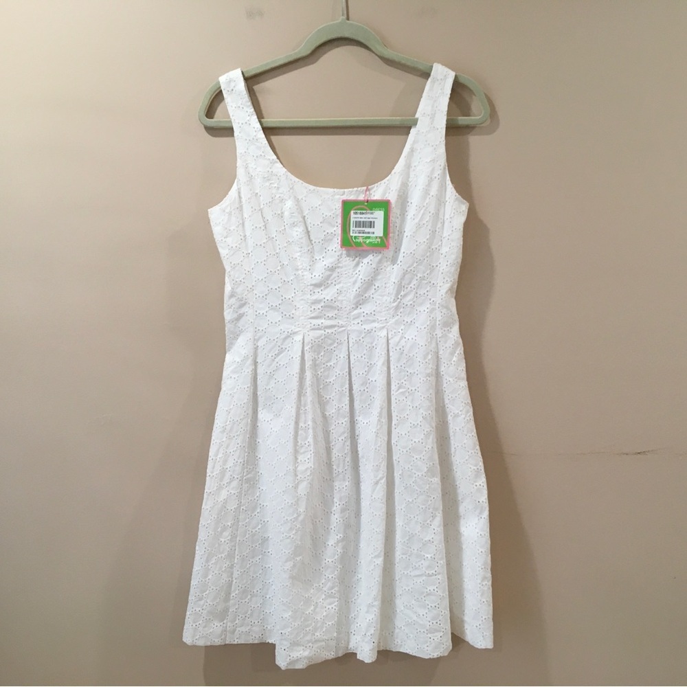 Pappagallo Fit&flare dress Eyelet White Sleeveless size 4 Women’s Cottage New